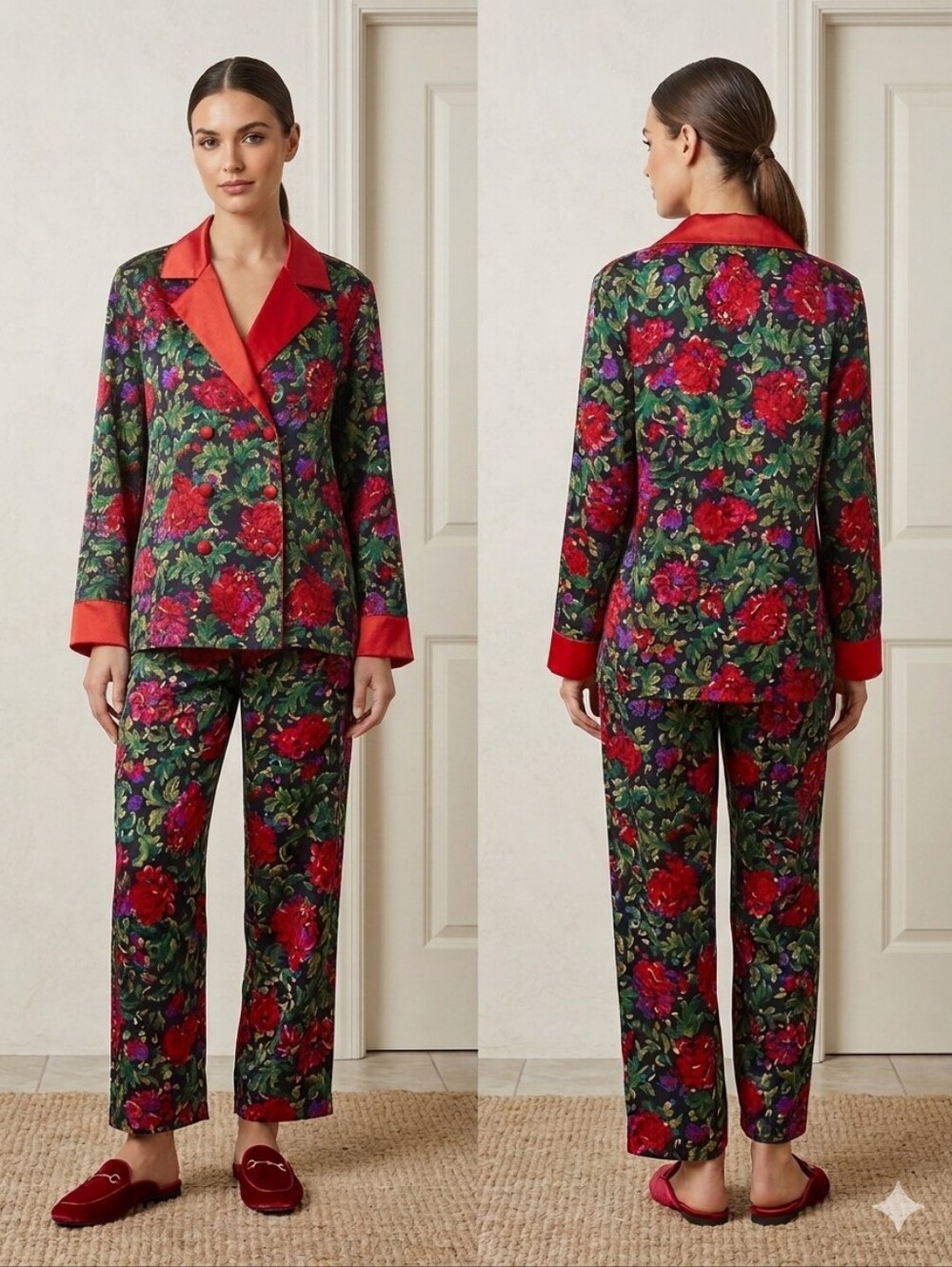 VICTORIA SECRET Double Breast 2 Pieces Vintage Resortwear Pajamas Set,